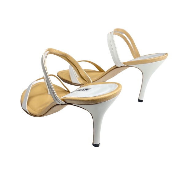 new in box Manolo Blahnik 𖦹 Nancho Strappy Kitten Heels 𖦹 White Leather 𖦹 8M - Picture 8 of 17